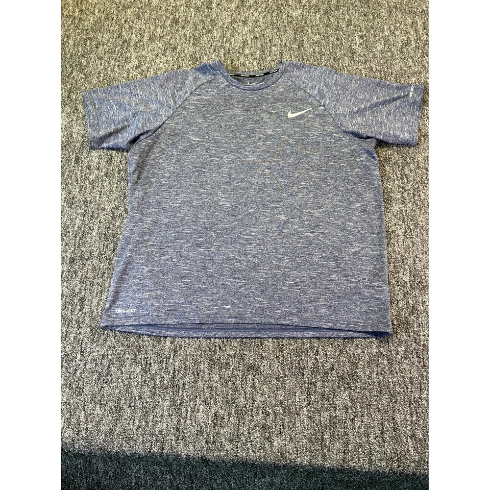 Nike Hydroguard Dri-Fit Swim T-Shirt Men XL Blue Heather Performance Swoosh Logo